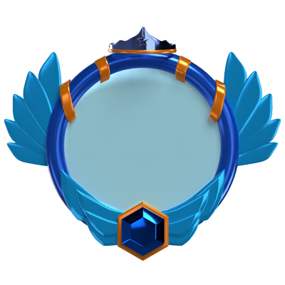 3D Fantasy Frame Blue With Wings And Crown  3D Graphic