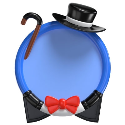 3D Fantasy Frame Blue With Classy Suit And Hat  3D Graphic