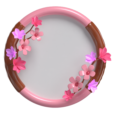 3D Fantasy Frame Filled With Pink Flowers  3D Graphic
