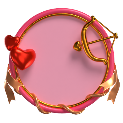 3D  Fantasy Frame Pink With Arrow And Hearts  3D Graphic