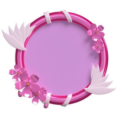 3D Fantasy Frame With Cherry Blossoms And White Wings  3D Graphic