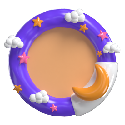 3D Fantasy Frame With Crescent Moon  3D Graphic
