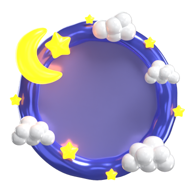 3D Fantasy Frame With Night Clouds Moon And Stars  3D Graphic