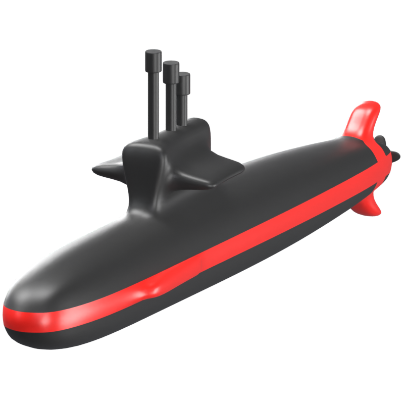 Modelo de ícone de submarino em 3D