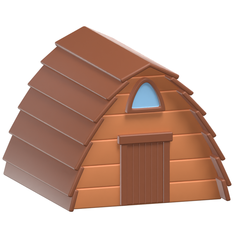 3D-Holzhütte-Symbol