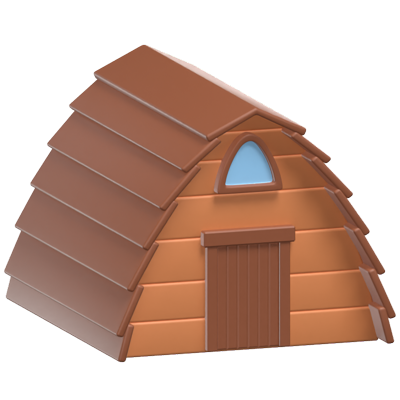 3D Wooden Cabin Icon 3D Graphic