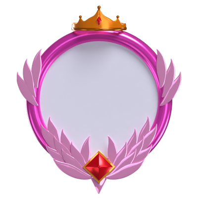 3D Fantasy Frame Pink With Wings And Crown  3D Graphic