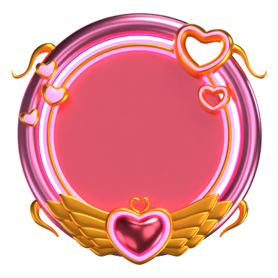 3D Fantasy Frame Pink With Golden Tail 3D Graphic