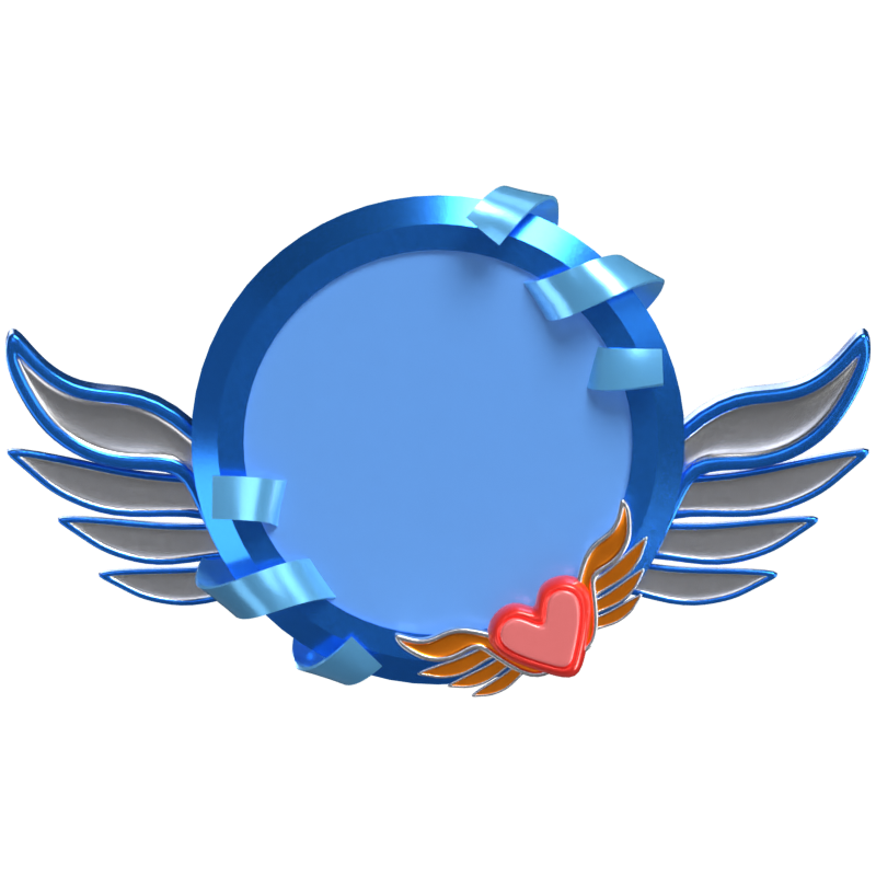 3D Fantasy Frame With Winged Heart