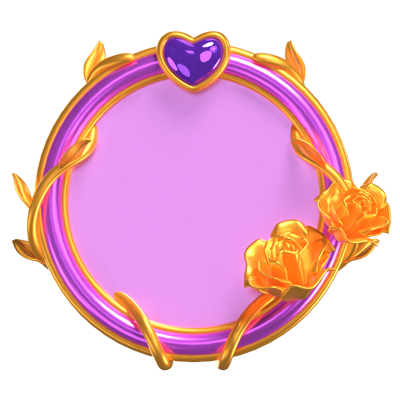 3D Fantasy Frame Purple With Golden Flowers  3D Graphic