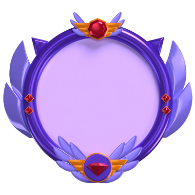 3d fantasy frame lila mit flügeln und diamanten 3D Graphic