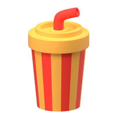 3D Soft Drink Cup With Straw 3D Graphic