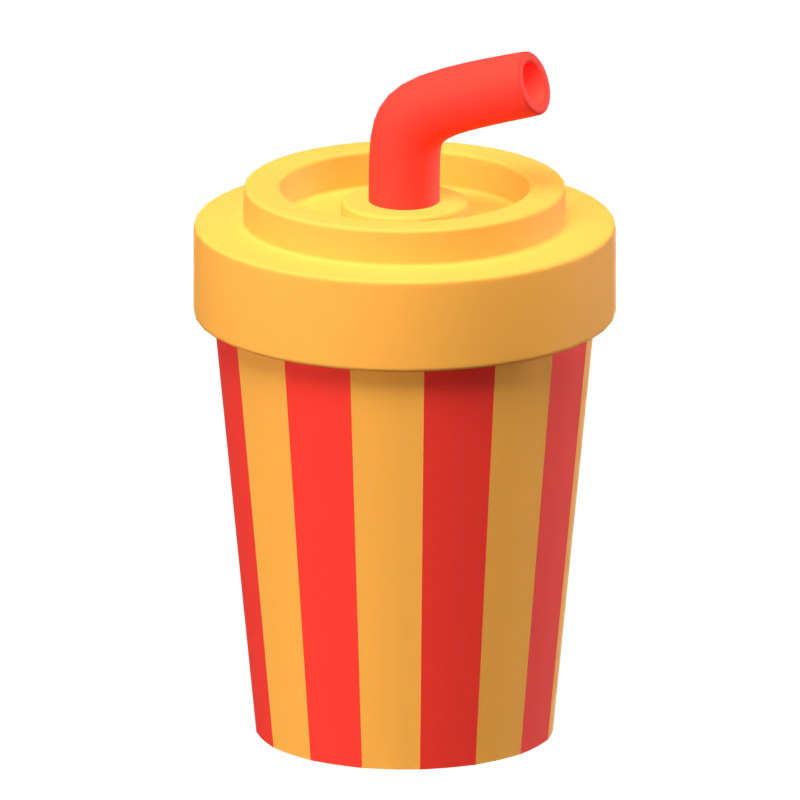 3D Soft Drink Cup With Straw