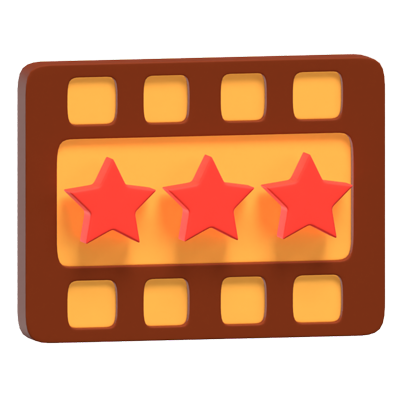 3D Movie Rating With Three Stars 3D Graphic