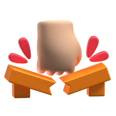 A Hand Punching A Wooden Plank Icon 3D Model 3D Graphic