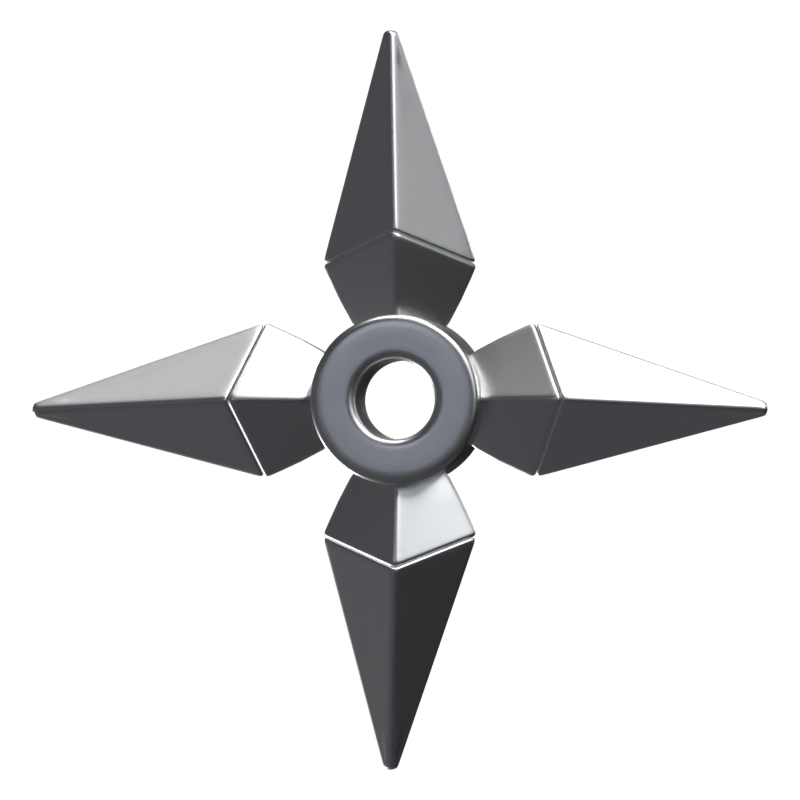 3D Shuriken-Waffe mit vier Klingen