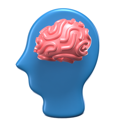 Brain And Head 3D Icon 3D Graphic
