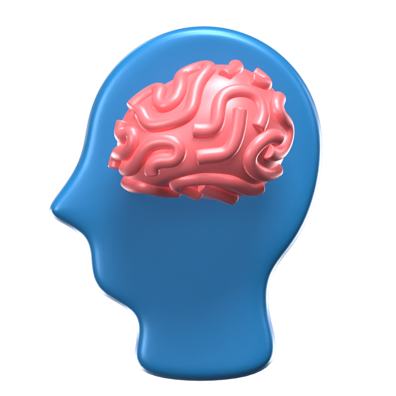 Brain And Head 3D Icon 3D Graphic