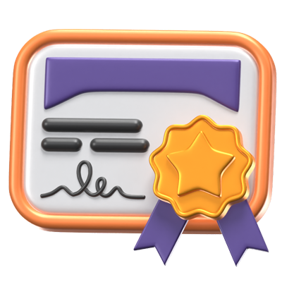Certificate 3D Icon Model With Medal Badge 3D Graphic