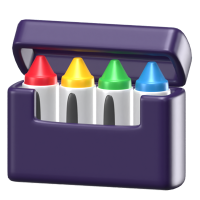 Crayons In A Compartment 3D Icon 3D Graphic