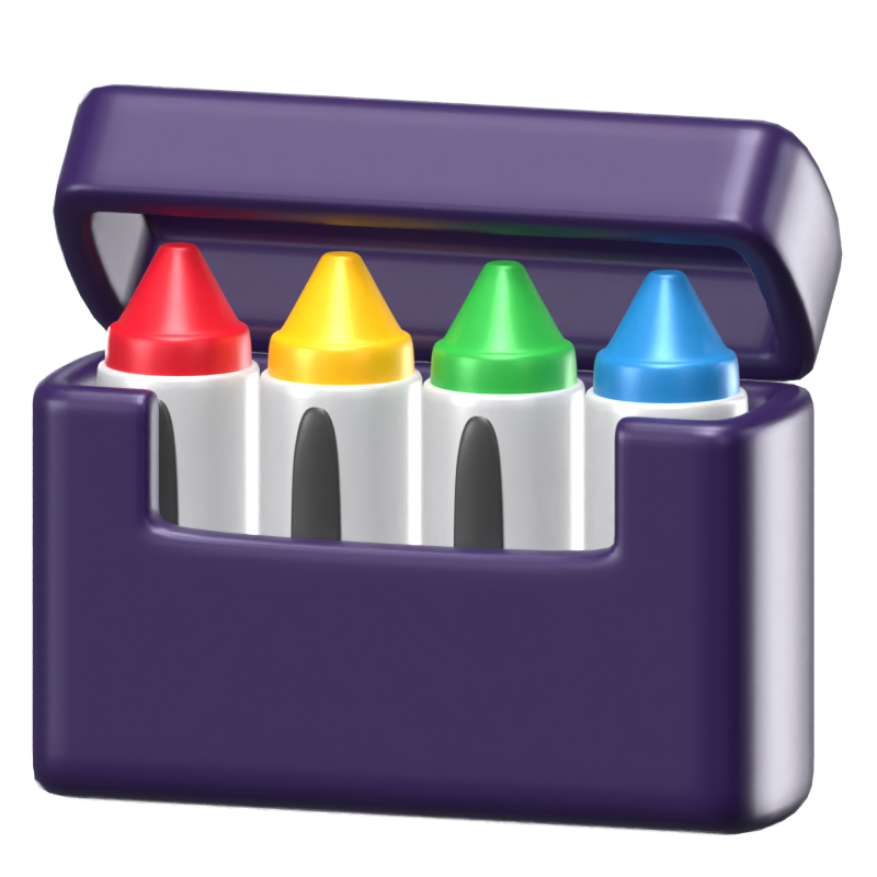 Crayons In A Compartment 3D Icon 3D Graphic