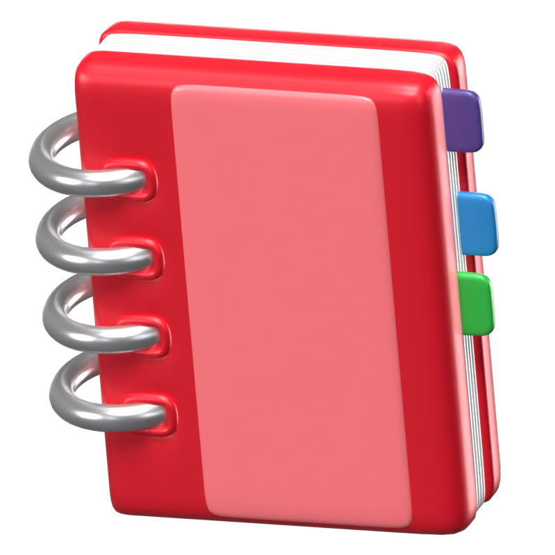 Notebook 3D Icon Modell mit Binder 3D Graphic