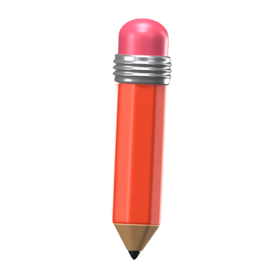 Pencil 3D Icon Model With Eraser Tip 3D Graphic