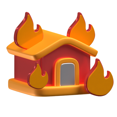 3D Burning House 3D Icon 3D Graphic