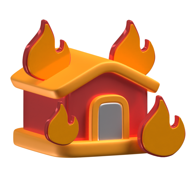 3D Burning House 3D Icon