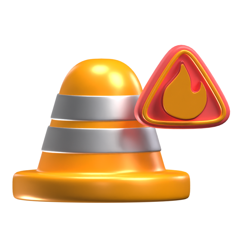 3D Traffic Cone WIth Fire Sign