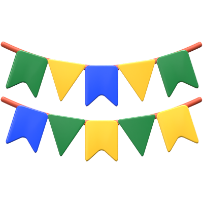 3D Party Colored Pennants 3D Graphic