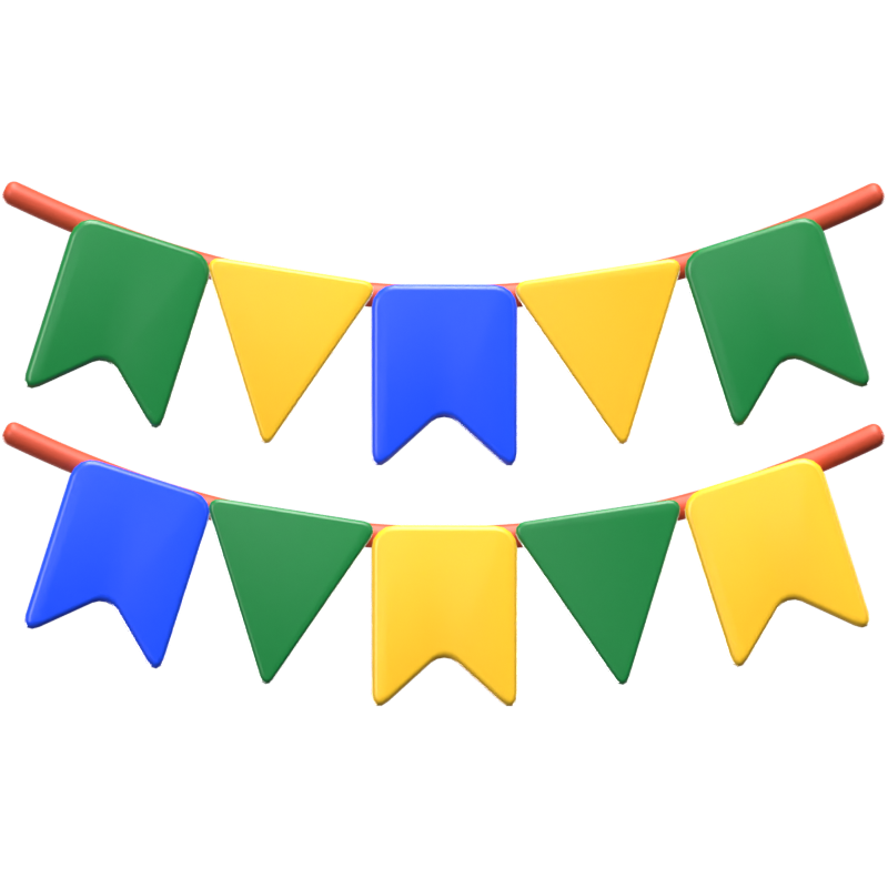 3D Party Colored Pennants 3D Graphic