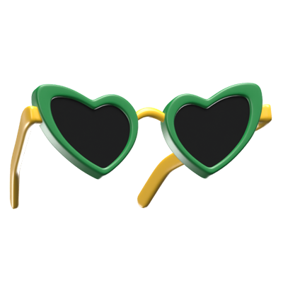 3D Heart Glasses Icon 3D Graphic