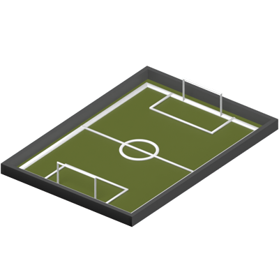3D Football Field With Goal Posts 3D Graphic