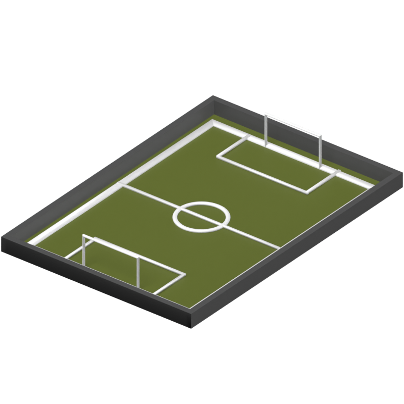 Campo de futebol 3D com traves de gol 3D Graphic