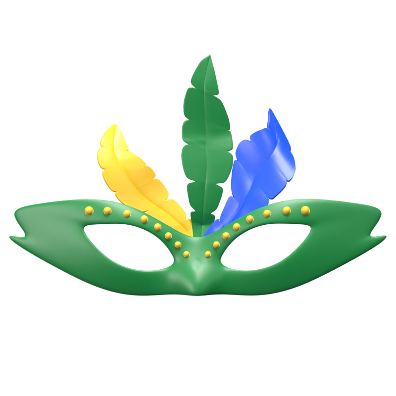 3D Brazil Mask With Three Feathers 3D Graphic