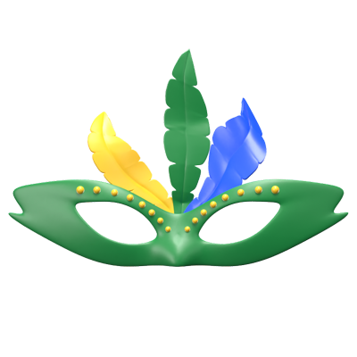 3D Brazil Mask With Three Feathers 3D Graphic