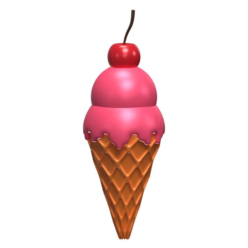 Gelato 3D Icon mit Kirsche als Topping