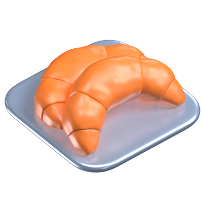 3D Croissant On A Plate 3D Icon 3D Graphic