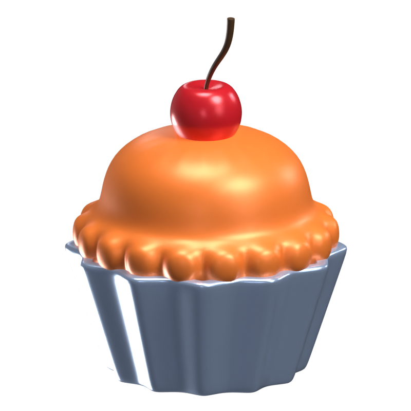 Cupcake With Cherry Topping 3D Icon