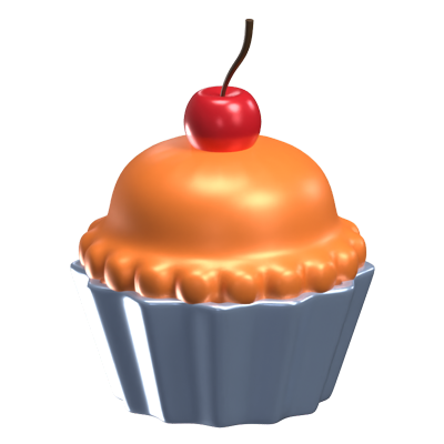 Cupcake With Cherry Topping 3D Icon 3D Graphic