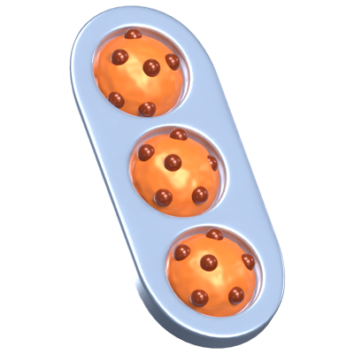 Three Cookies 3D Model On A Tray 3D Graphic