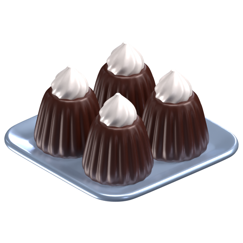 Four Canele Cakes 3D Icon Model