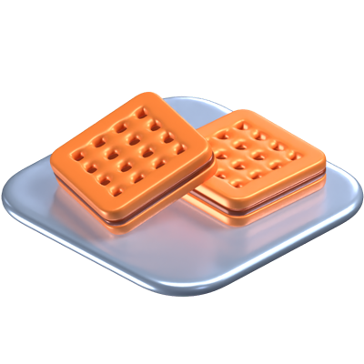 Two Biscuits On A Plate 3D Graphic