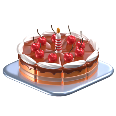Birthday Cake 3D Icon Model On A Plate 3D Graphic
