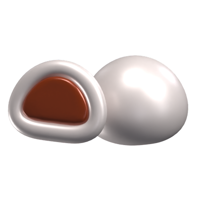 geschnittene und ganze mochi 3d icon modell 3D Graphic