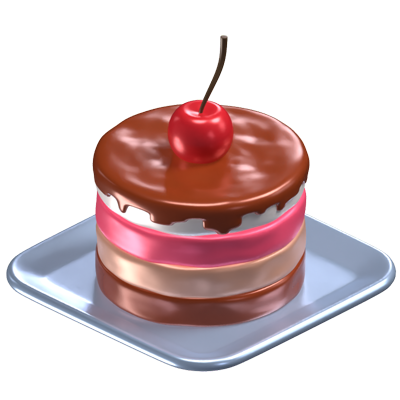 Mousse Cake On A Plate 3D Icon 3D Graphic