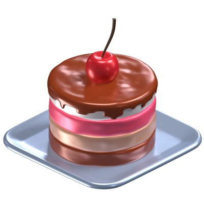 tarta de mousse en un plato icono 3d 3D Graphic