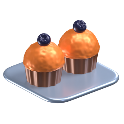 Two Muffin Cakes 3D Icon 3D Graphic