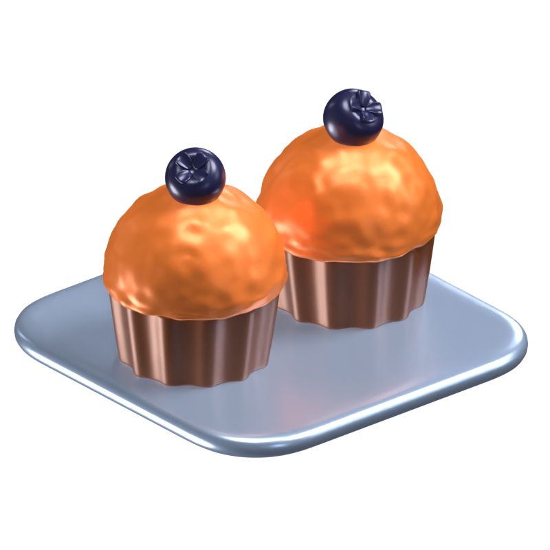 Two Muffin Cakes 3D Icon